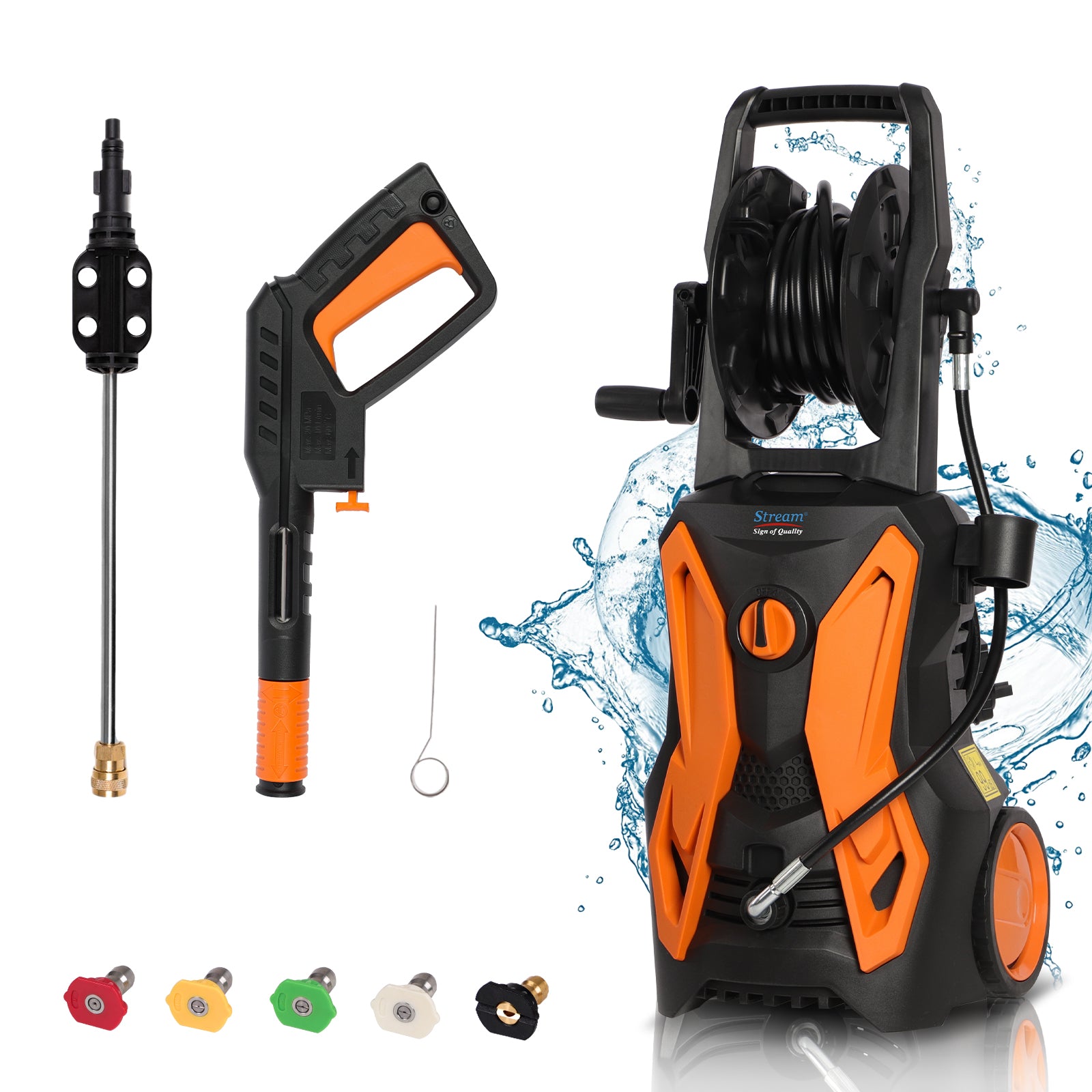 Stream Electric Pressure Washer with Hose Reel 2000W 4000PSI