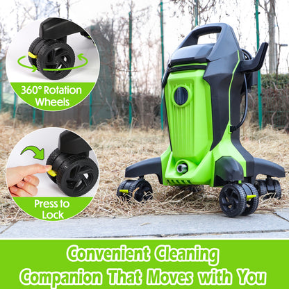 Stream 4000PSI Electric Pressure Washer with 4 Anti-Tipping Wheels Green