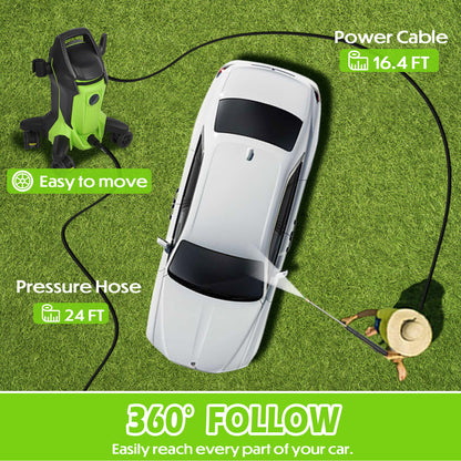 Stream 4000PSI Electric Pressure Washer with 4 Anti-Tipping Wheels Green