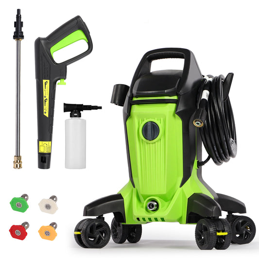 Stream 4000PSI Electric Pressure Washer with 4 Anti-Tipping Wheels Green